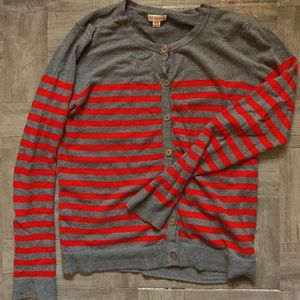 Medium Orange Striped Button Cardigan/Sweater